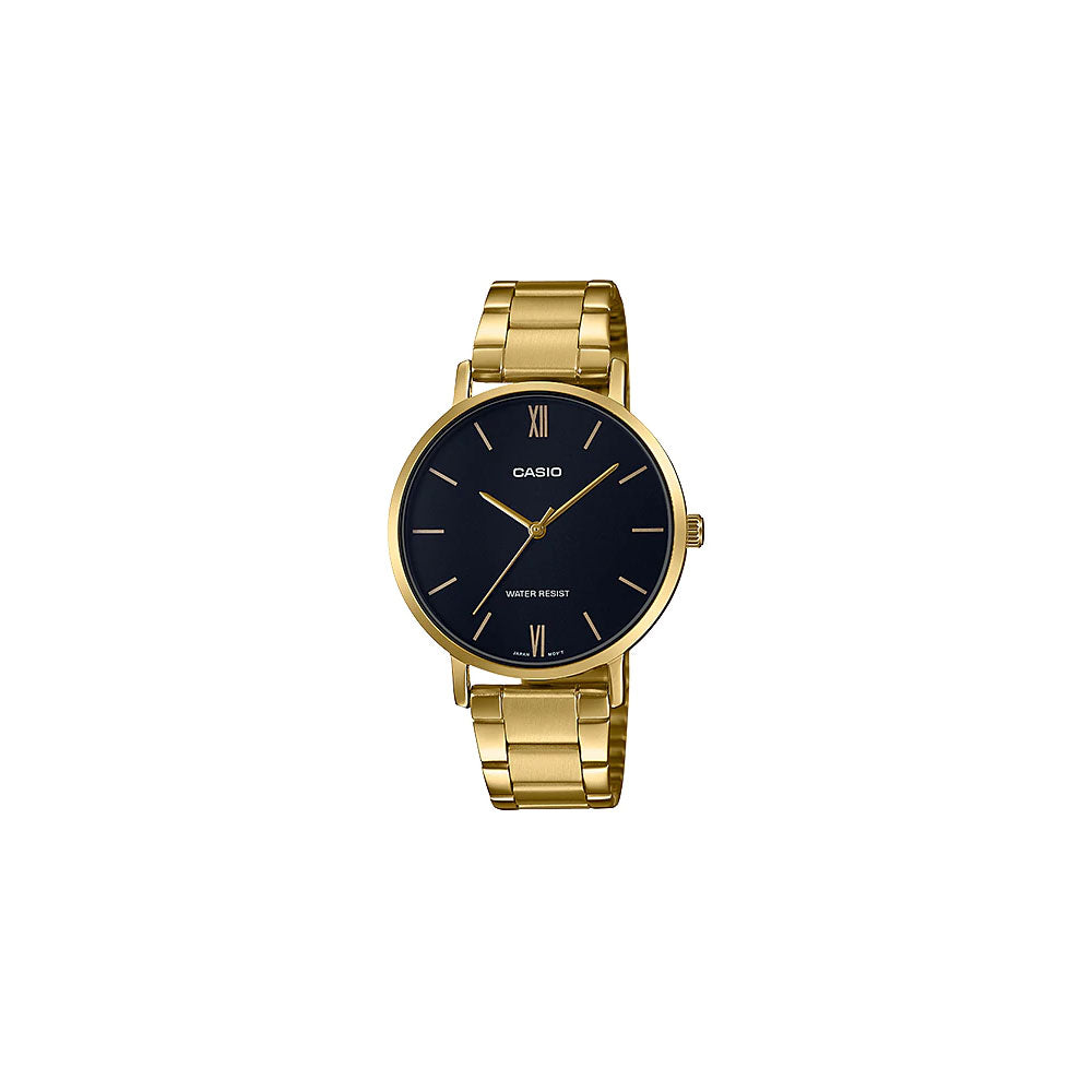 Casio Ladies Gold & Black Dress Watch - LTPVT01G-1B