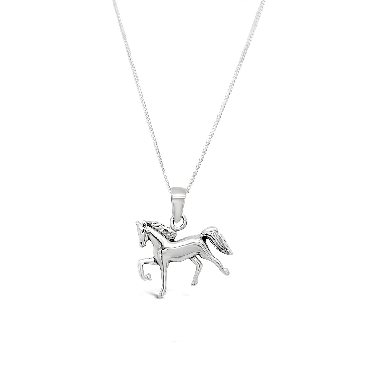 Sterling Silver Horse with Flying Mane & Tail Pendant