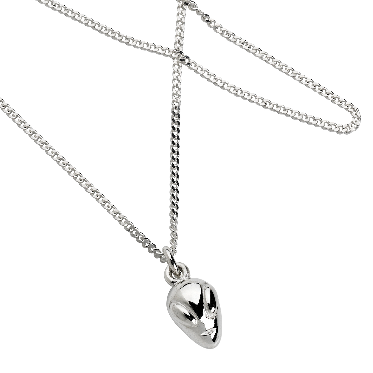 Sterling Silver Alien Head Necklace