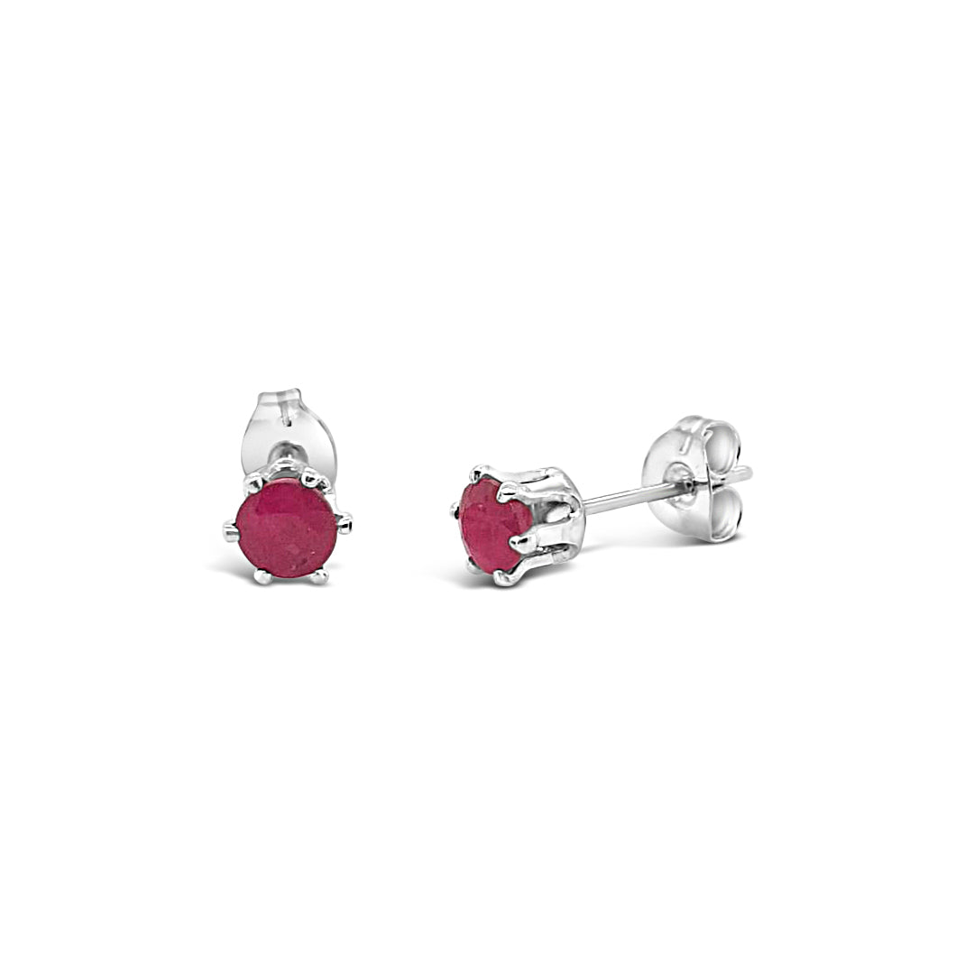Sterling Silver 4mm Ruby Stud Earrings