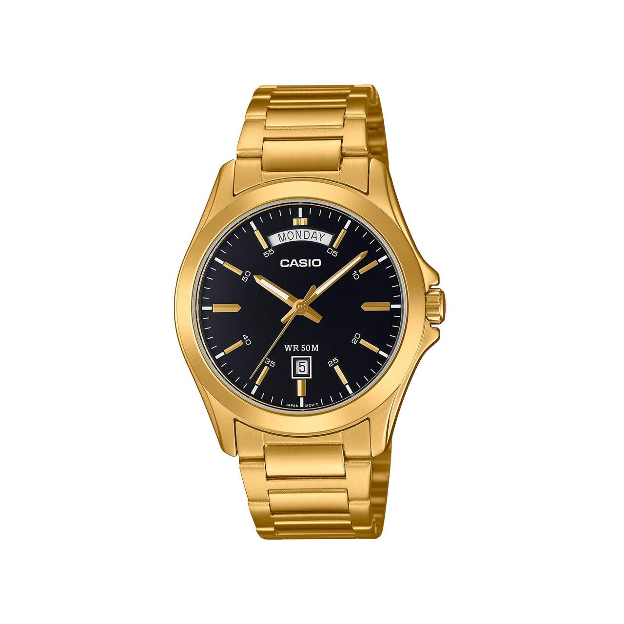 Casio Vintage Gold & Black Dial Watch - MTP1370G-1A