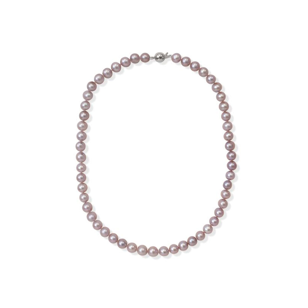 Sterling Silver 7.5-8.5mm Natural Pink Semi-Round Pearl Necklace
