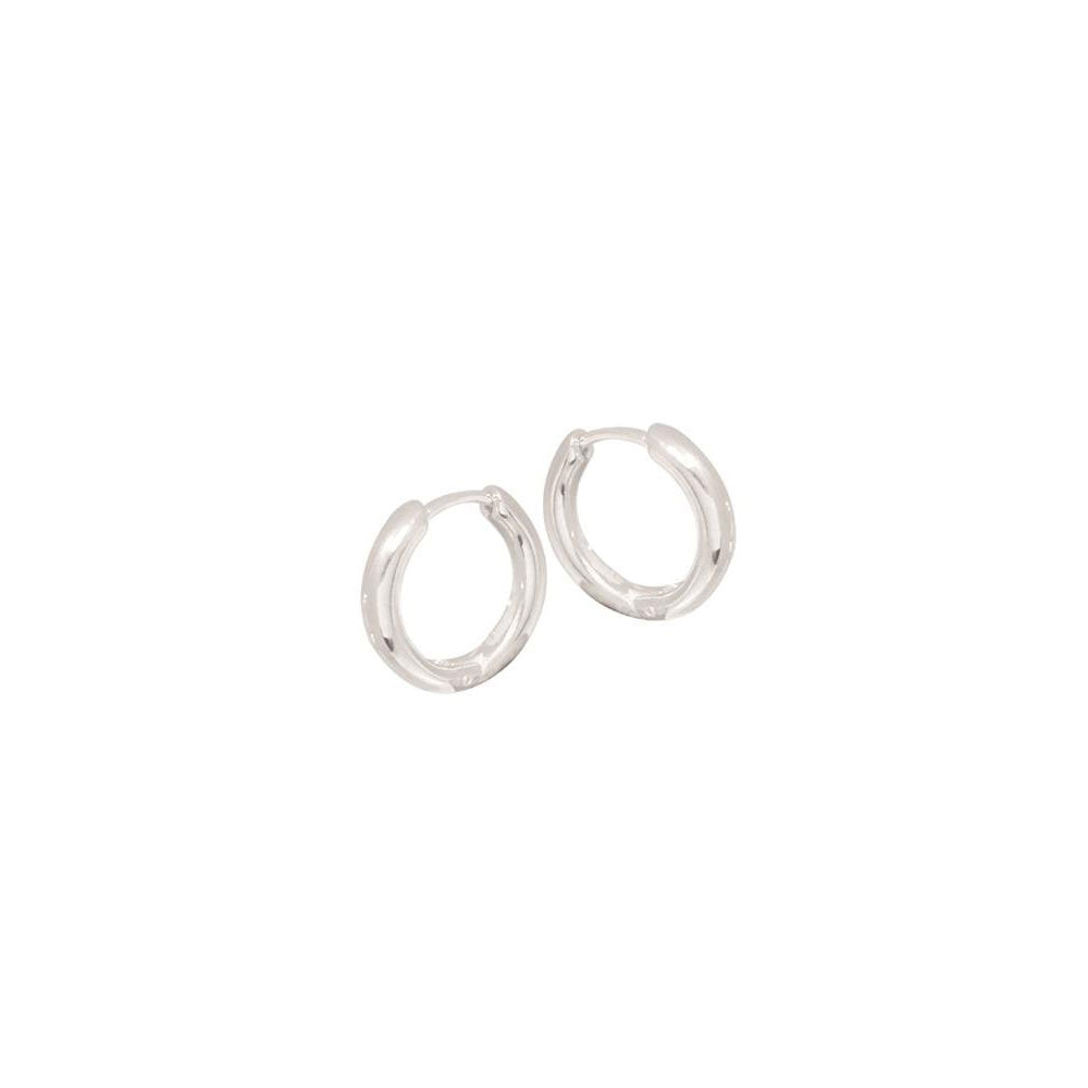 Sterling Silver 18mm Rounded Plain Huggie Earrings