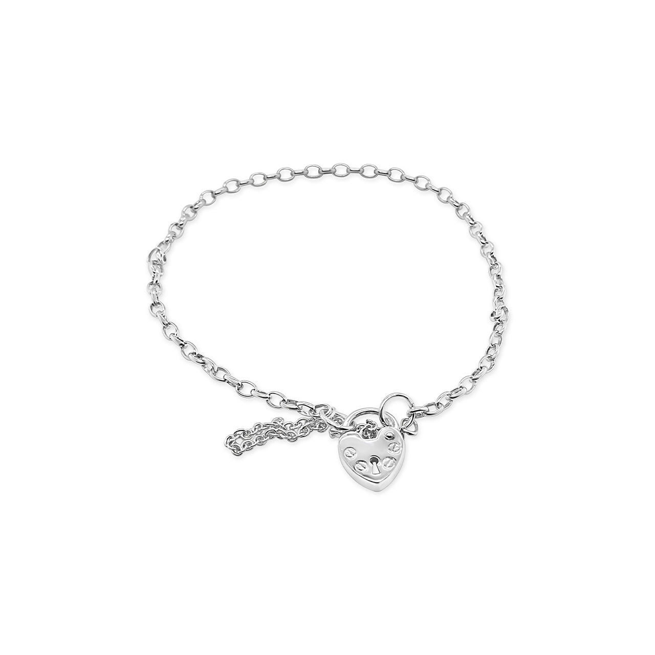 Sterling Silver BO1 Oval Belcher Medium Weight Padlock Bracelet