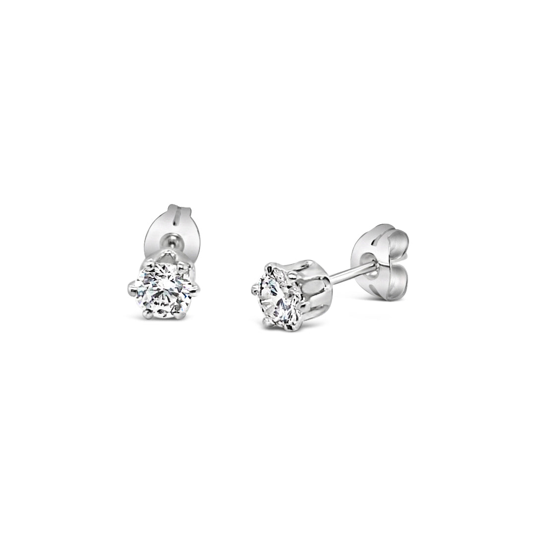 Sterling Silver 4mm White Studs