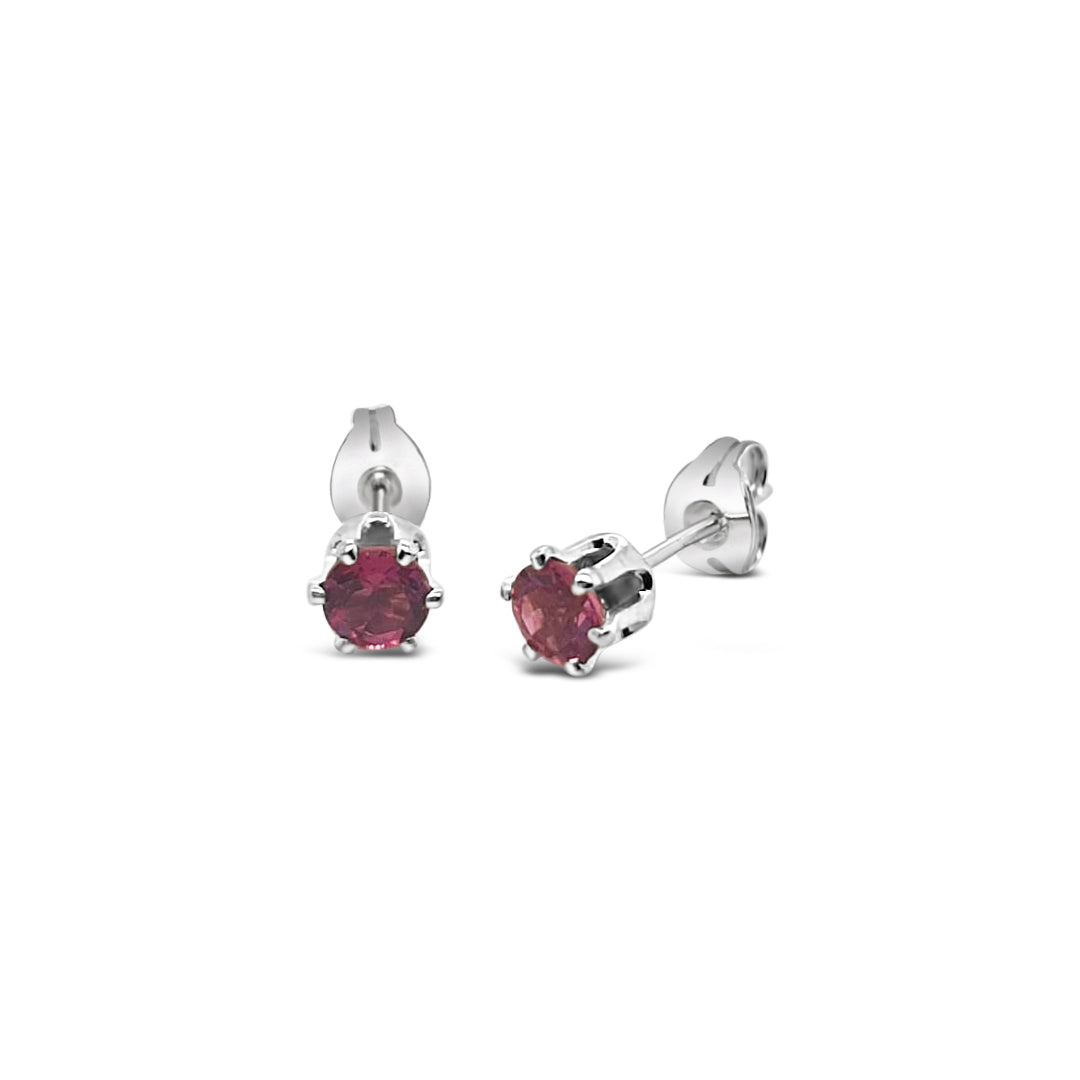 Sterling Silver 4mm Pink Tourmaline Stud Earrings
