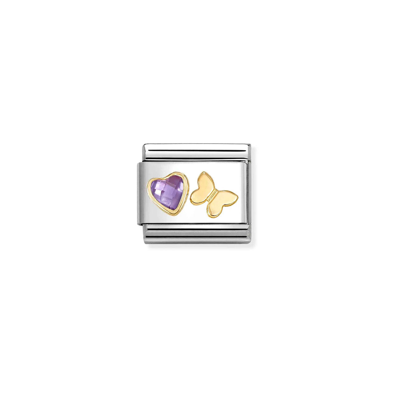 Composable Classic Link 030613/13 Purple CZ Heart & Butterfly In 18K Gold