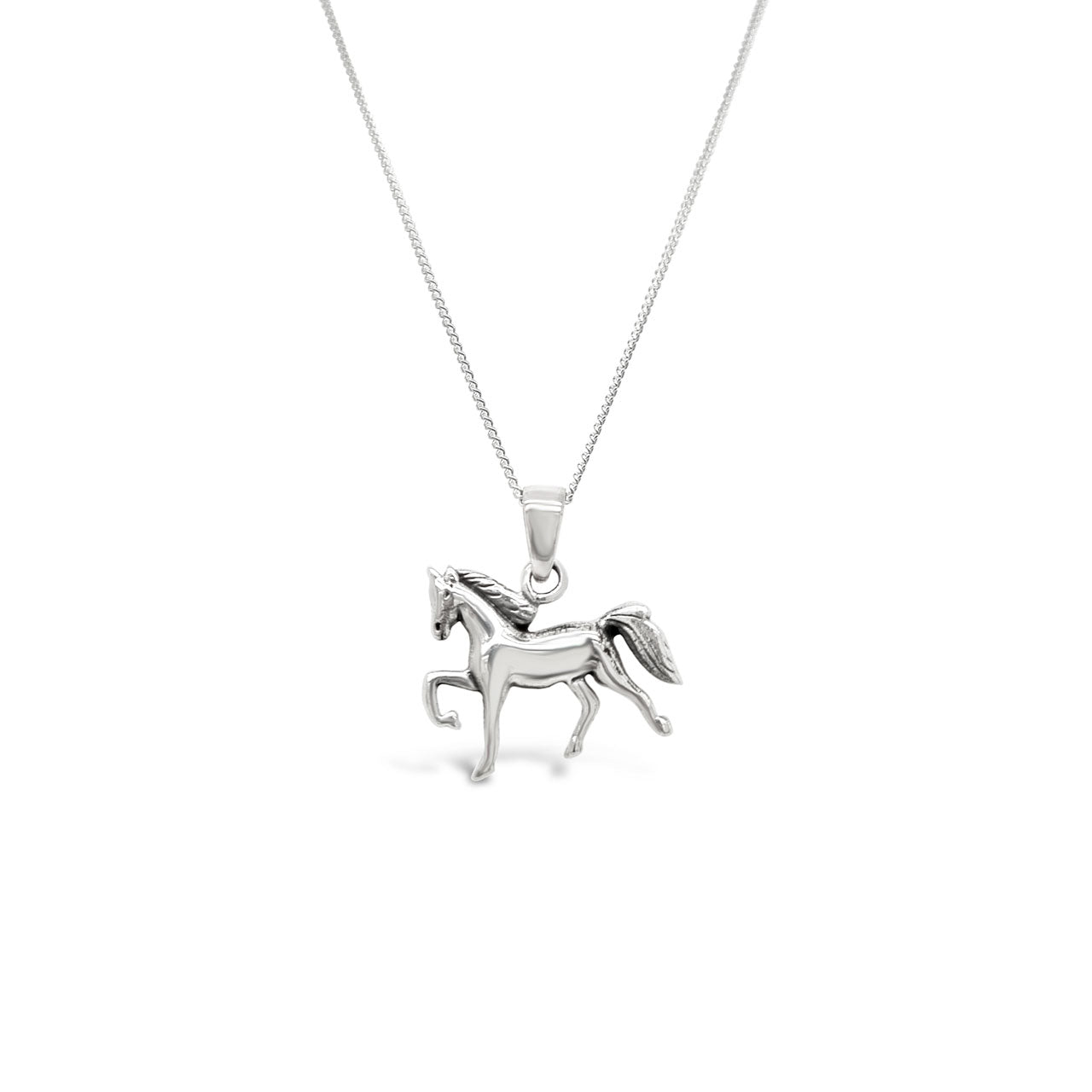 Sterling Silver Horse with Flying Mane & Tail Pendant