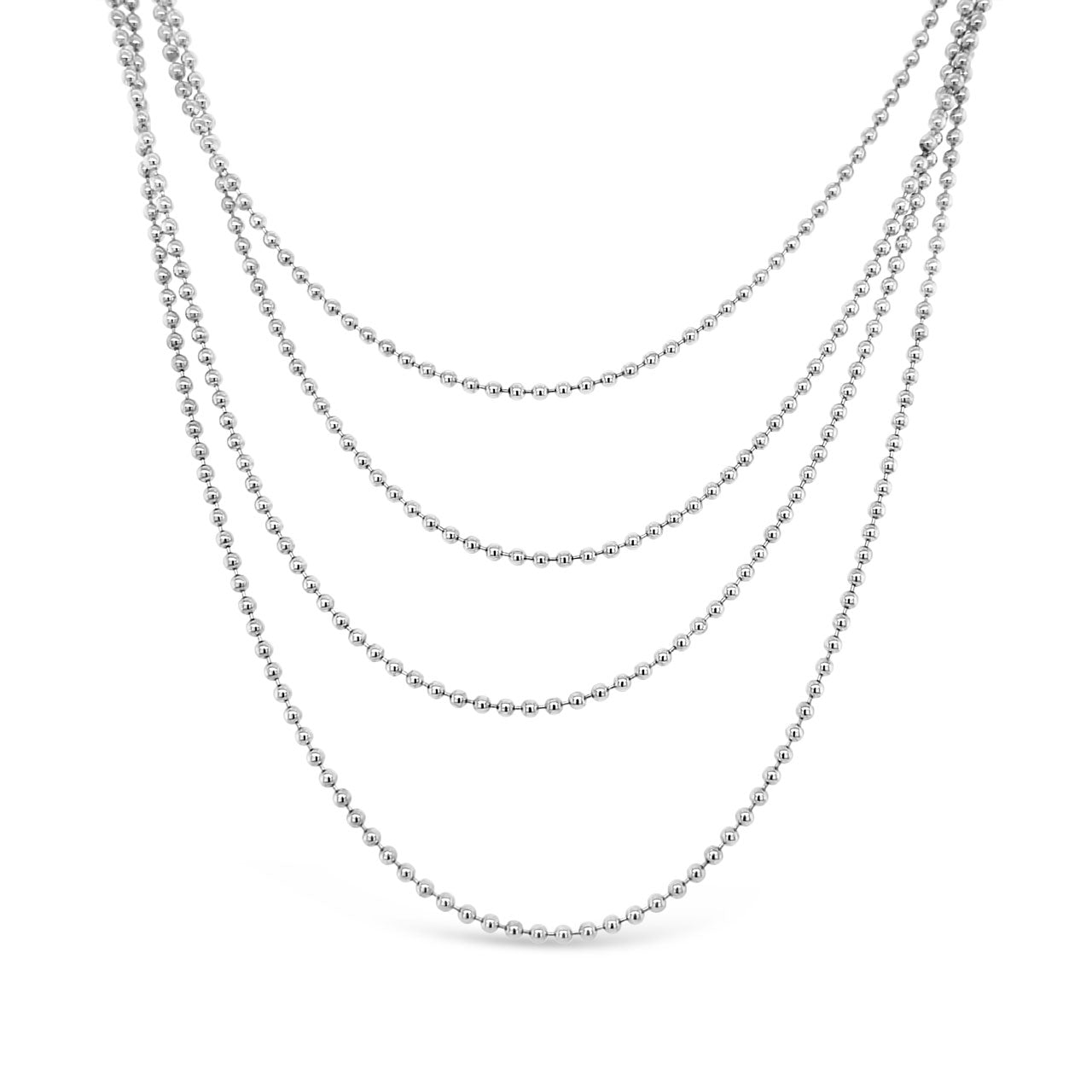 Sterling Silver 55-63cm Multi Strand Ball Chain