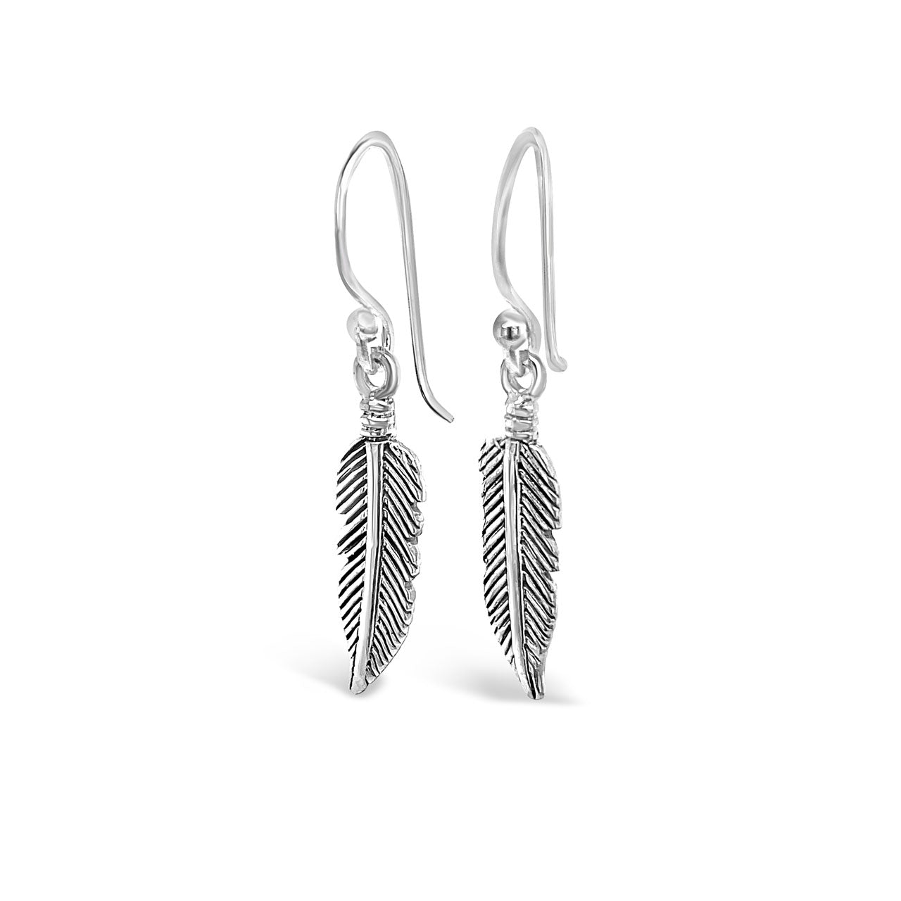Sterling Silver Feather Drop Earrings