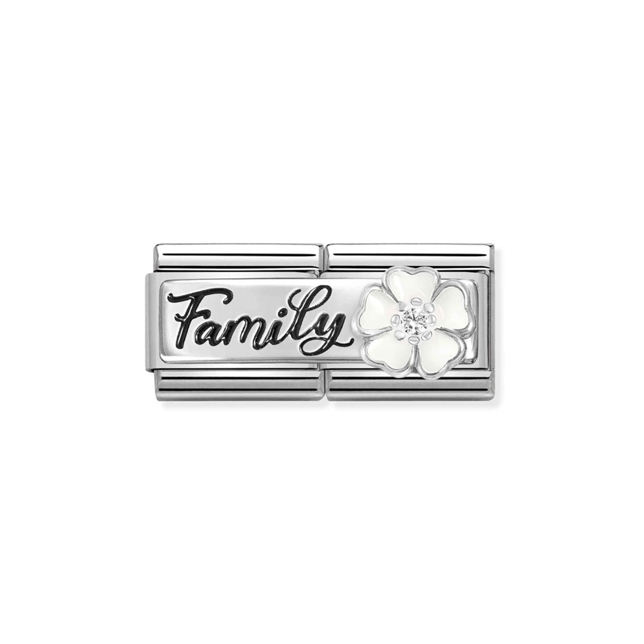 Composable Classic Double Link 330734/17 Family With White Flower In 925 Silver