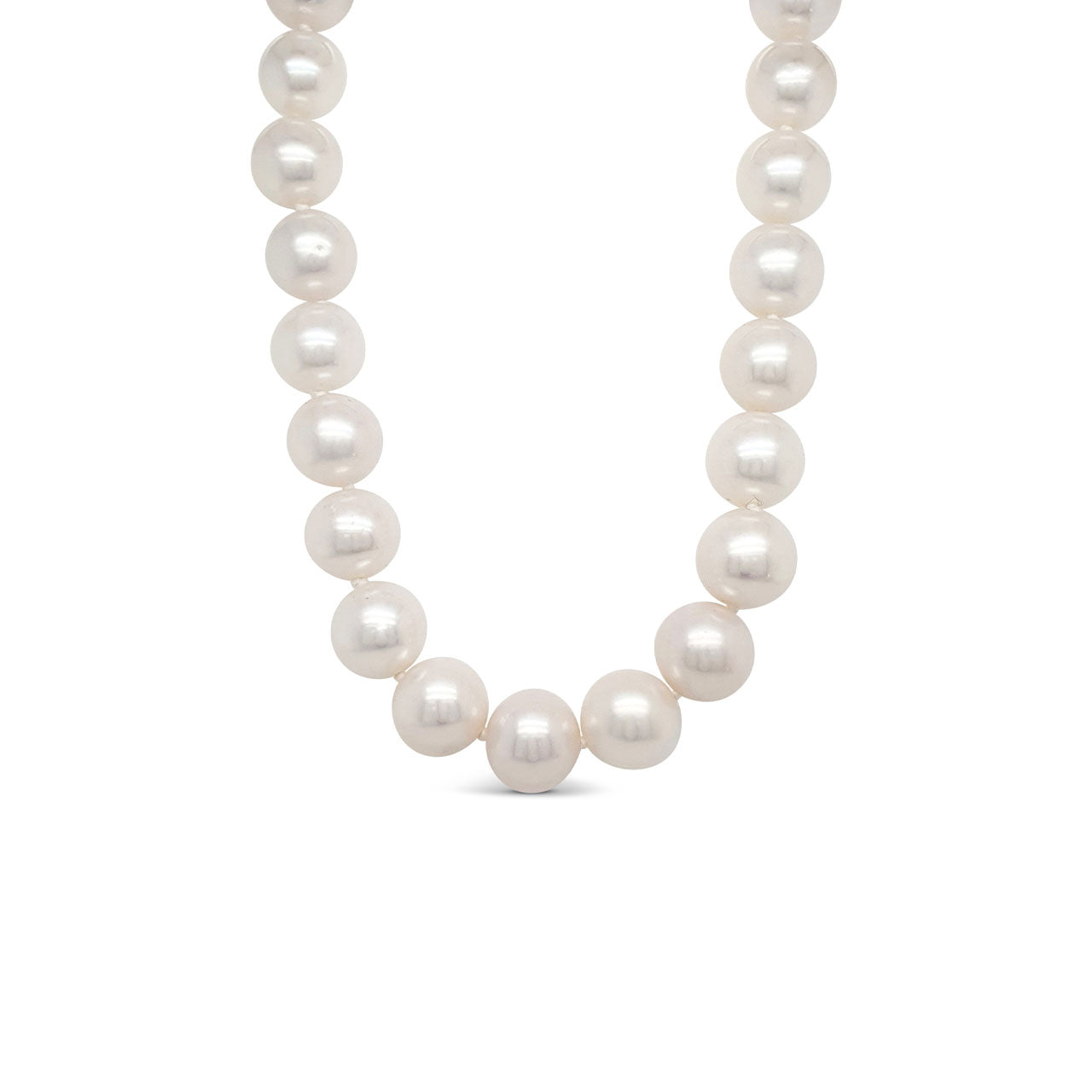 Sterling Silver 10-11.5mm White Round Pearl Necklace