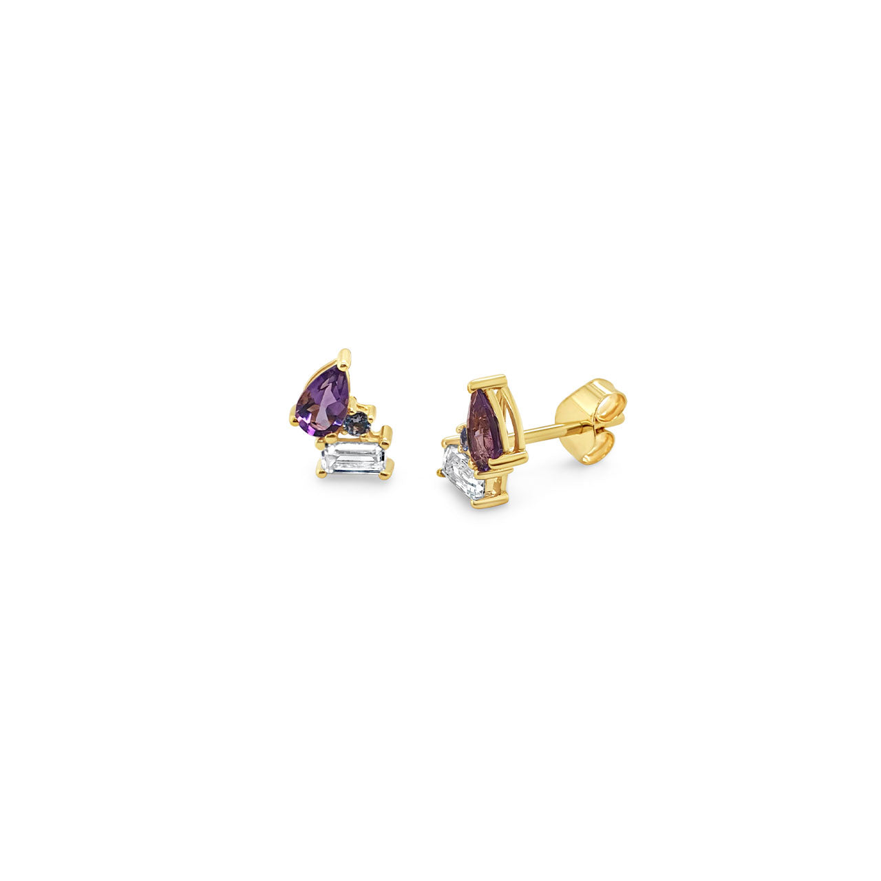 9k Yellow Gold Multistone Stud Earrings