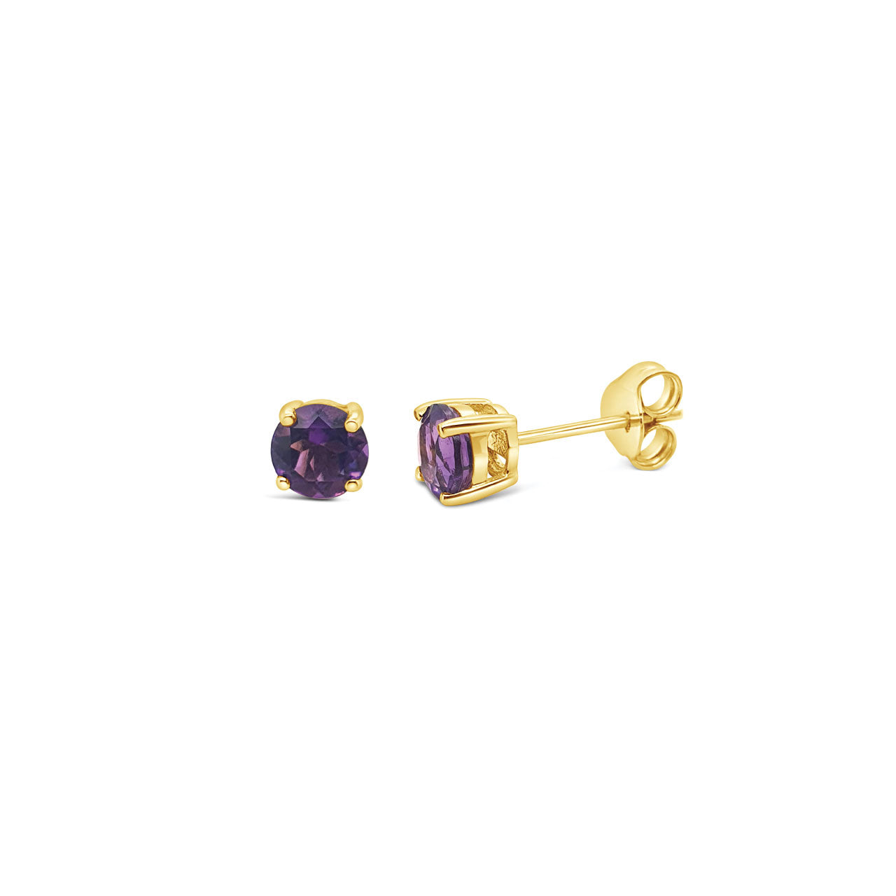 9k Yellow Gold Amethyst Claw Stud Earrings