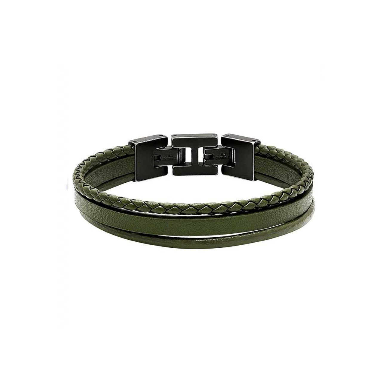 Rochet - Mens Stainless Steel Khaki Braided Bracelet
