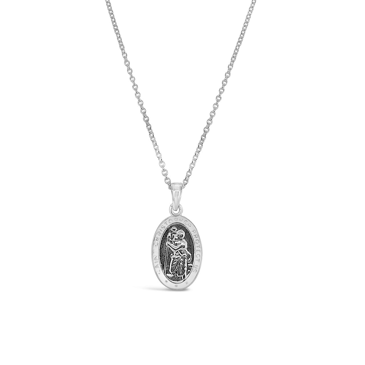 Sterling Silver 10mm x 15mm Oval St Christopher Pendant
