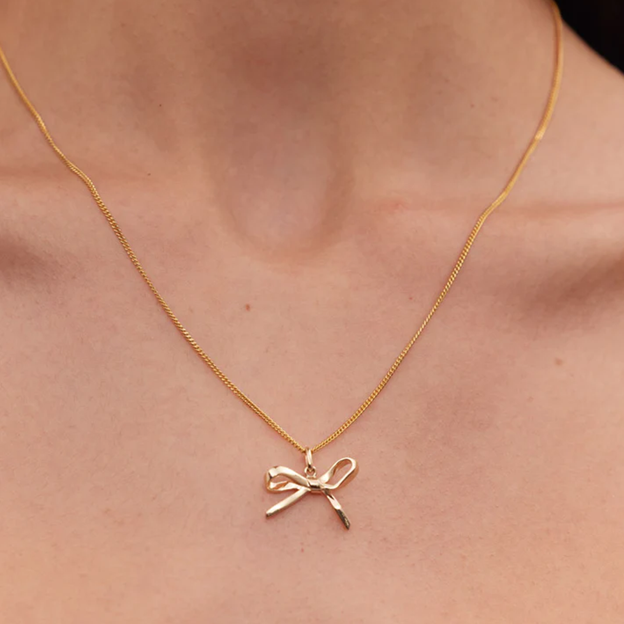 Sterling Silver Bow Charm 50cm Necklace