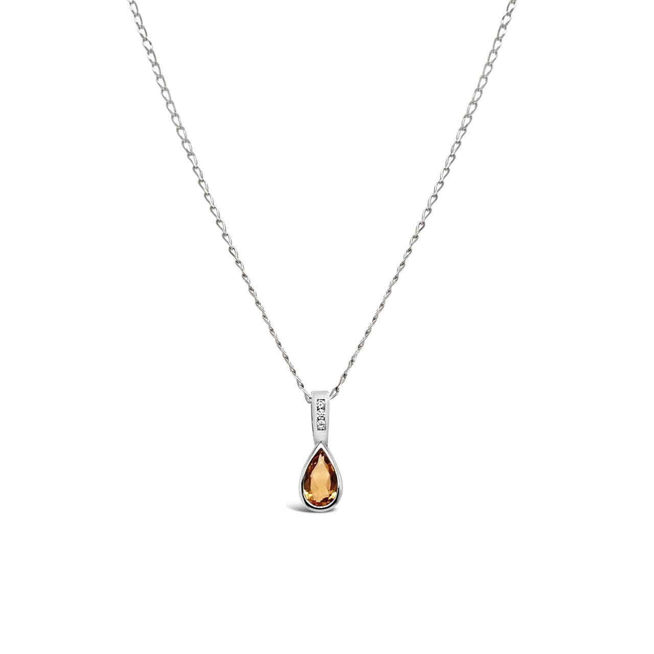 9k White Gold Topaz Pear Shaped Pendant