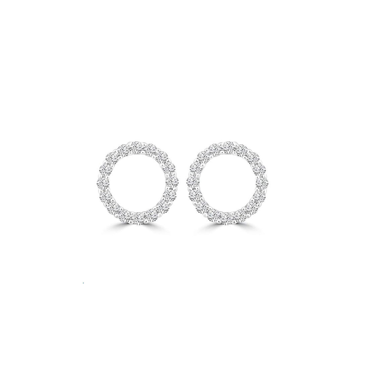 9k White Gold 0.20ct Diamond Stud Circle Earrings