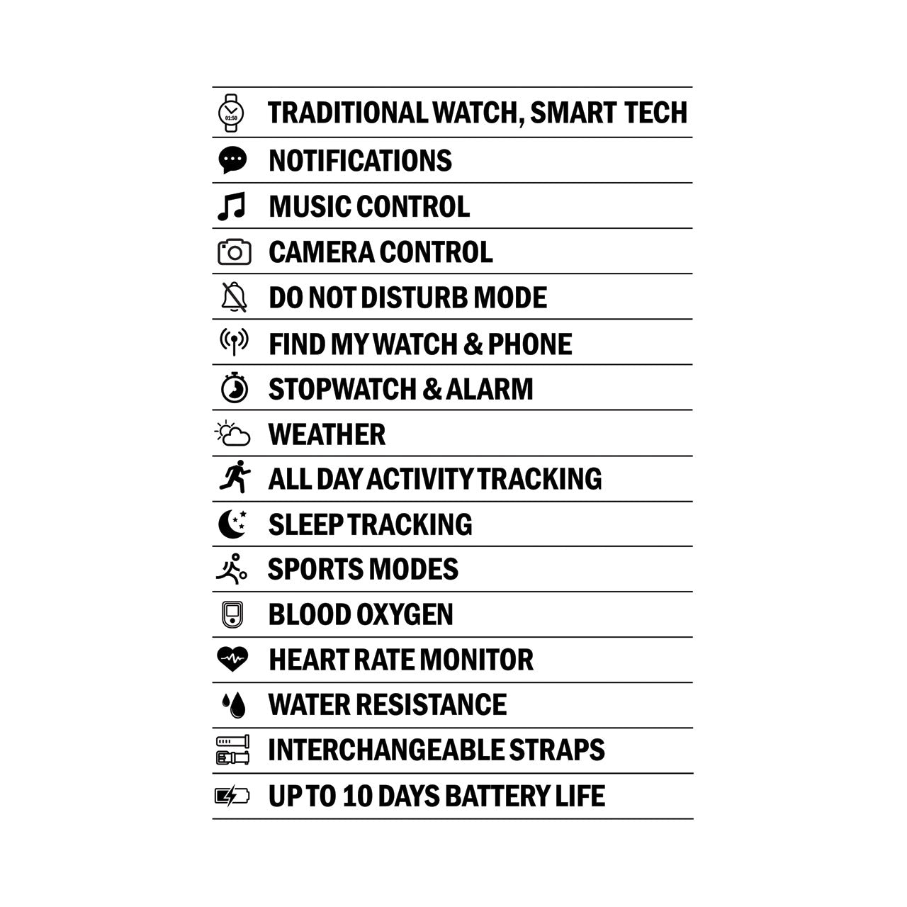 Sekonda Hybrid Smart Watch | Silver Alloy Case & Black Leather Strap | 30150