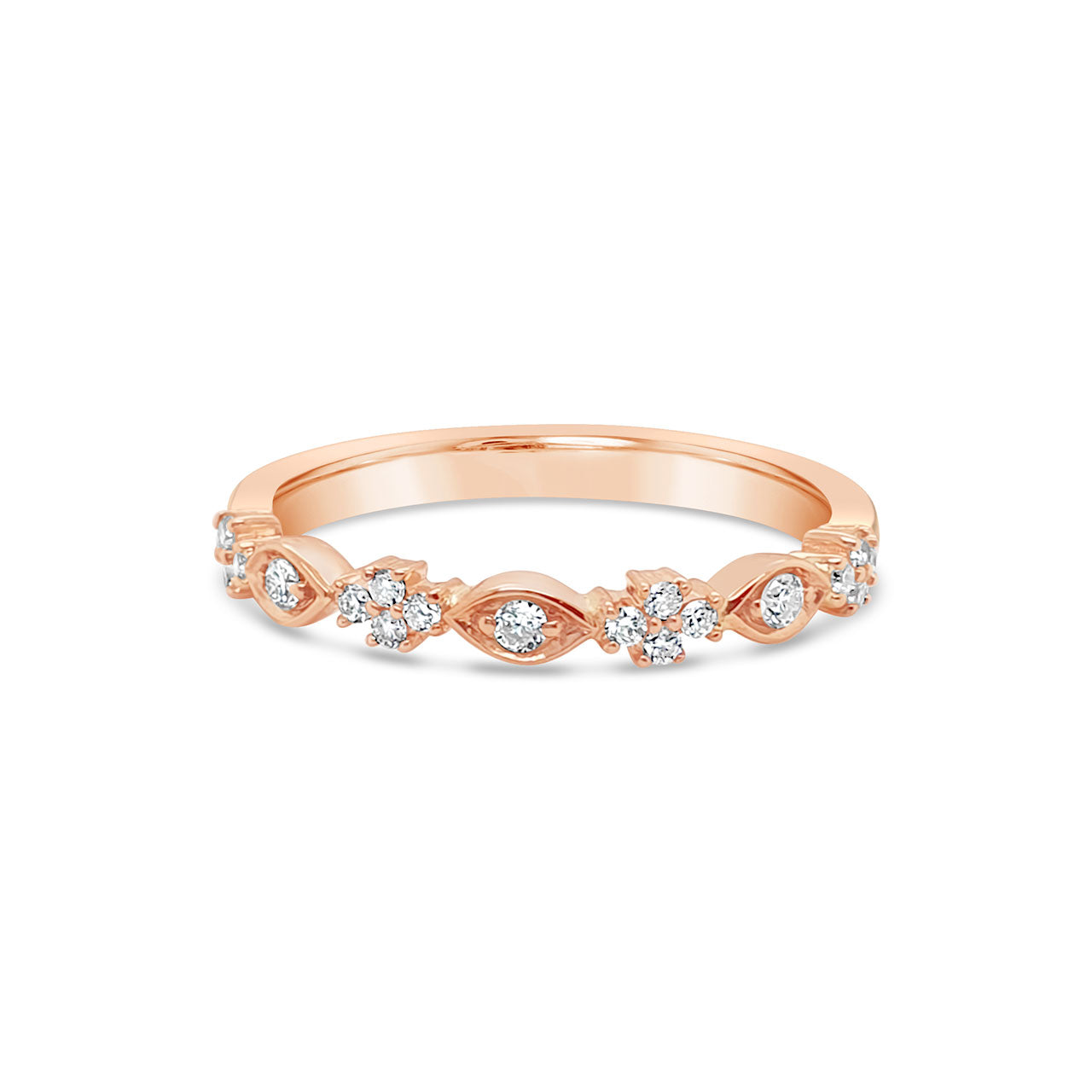 Vintage Style 9k Rose Gold Diamond Anniversary Band Ring