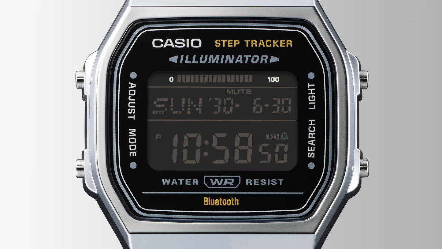 Casio Digital Vintage Steel Step Counter Watch - ABL100WE-1B