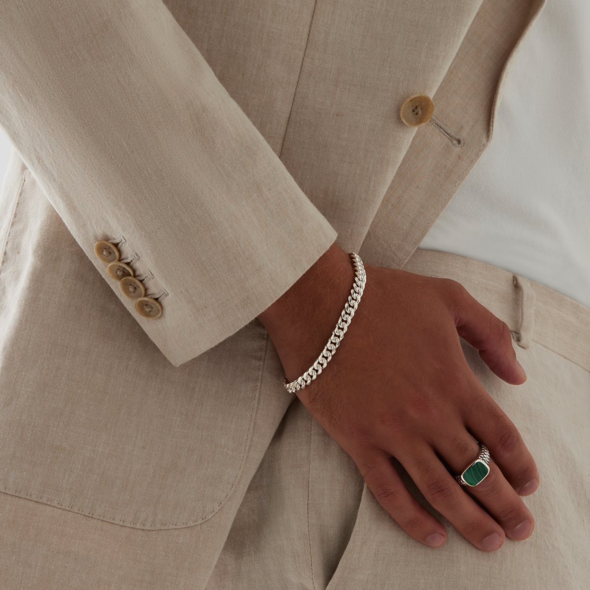 Cuban Men's Silver Chain Bracelet 21cm