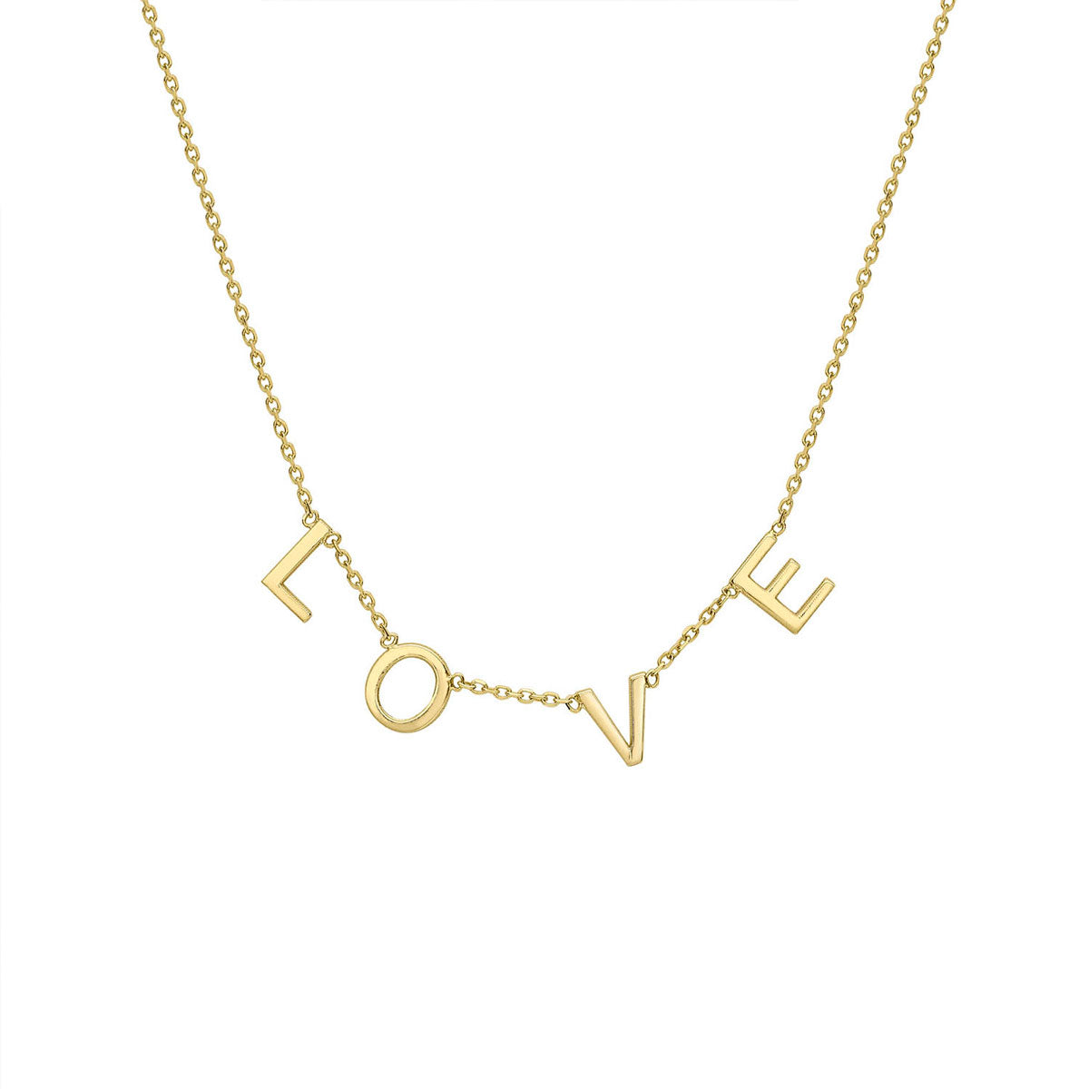 9k Yellow Gold 38cm-43cm 'Love' Necklace