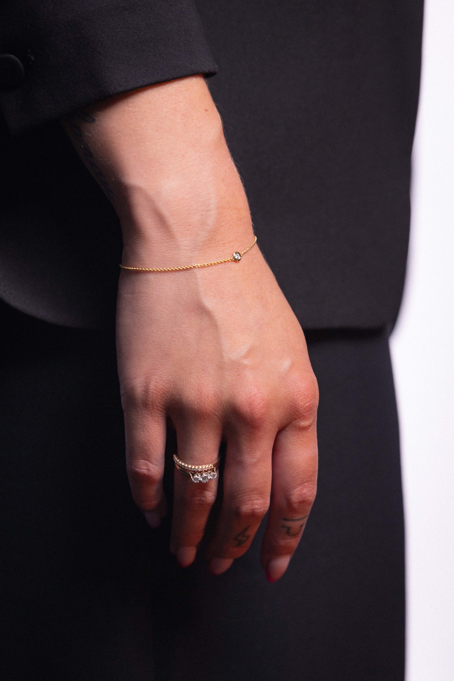 9k Yellow Gold Bezel Set Diamond Bracelet