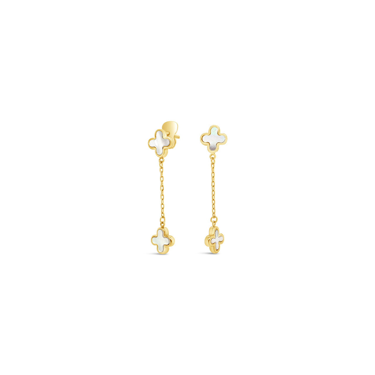 9k Yellow Gold Mother of Pearl Petal Drop Earrings