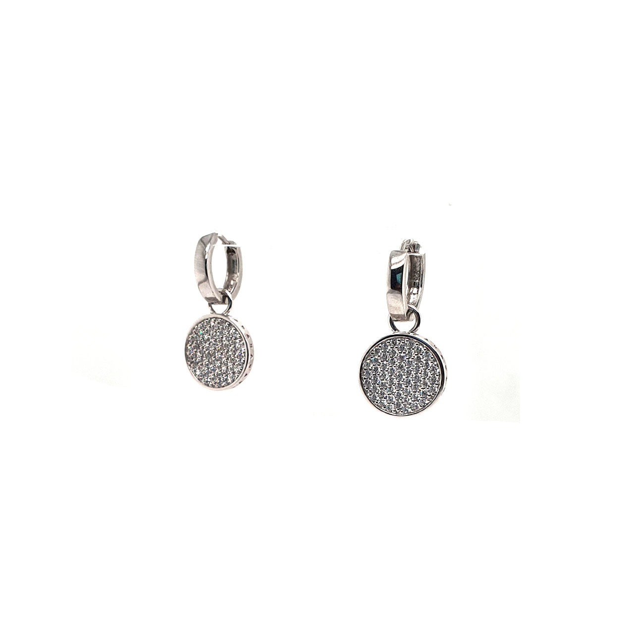 Pave CZ Double Sided Disc Earrings