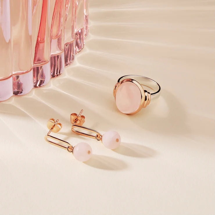 Alba Rose Quartz Earrings - Rose Gold Plated