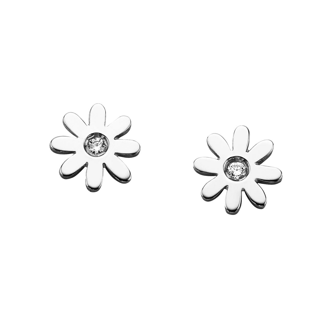 Sterling Silver Mini Diamond Set Daisy Studs