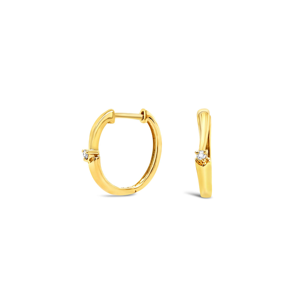 9k Yellow Gold Diamond Set Huggie Earrings