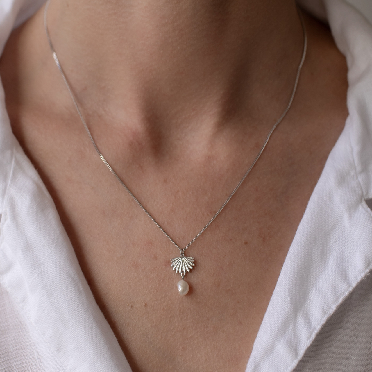 Sterling Silver & Fresh Water Pearl Fan Tail Pearl Pendant