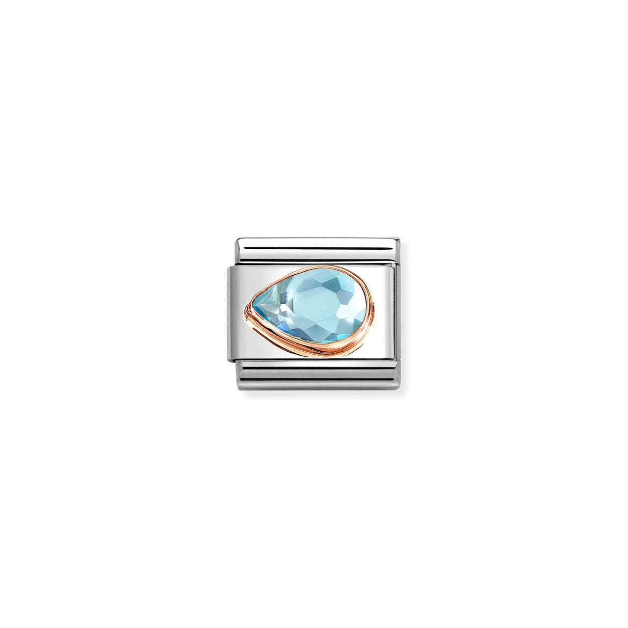 Composable Classic Link 430605/006 Tear Drop Left 9k Rose Gold & Light Blue CZ