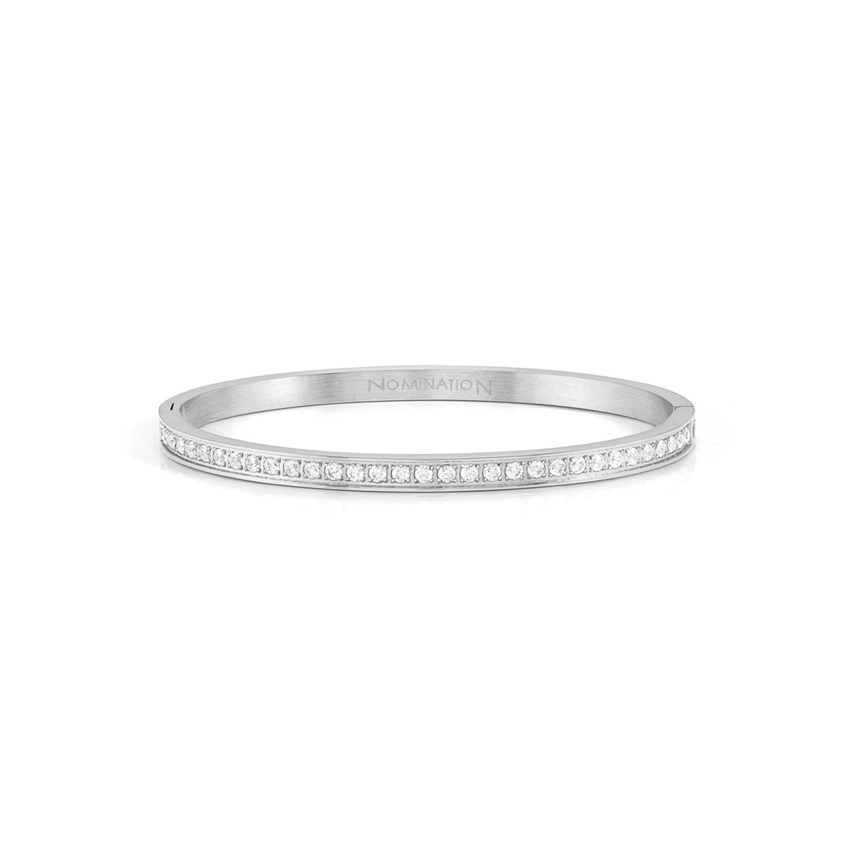 Pretty Bangles Stainless Steel With White CZ - Size Medium