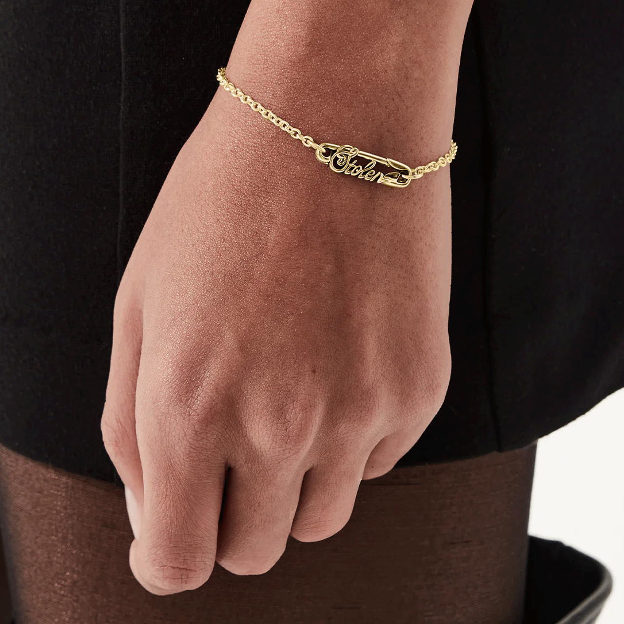 Scripted Pin Bracelet - Gold Plated
