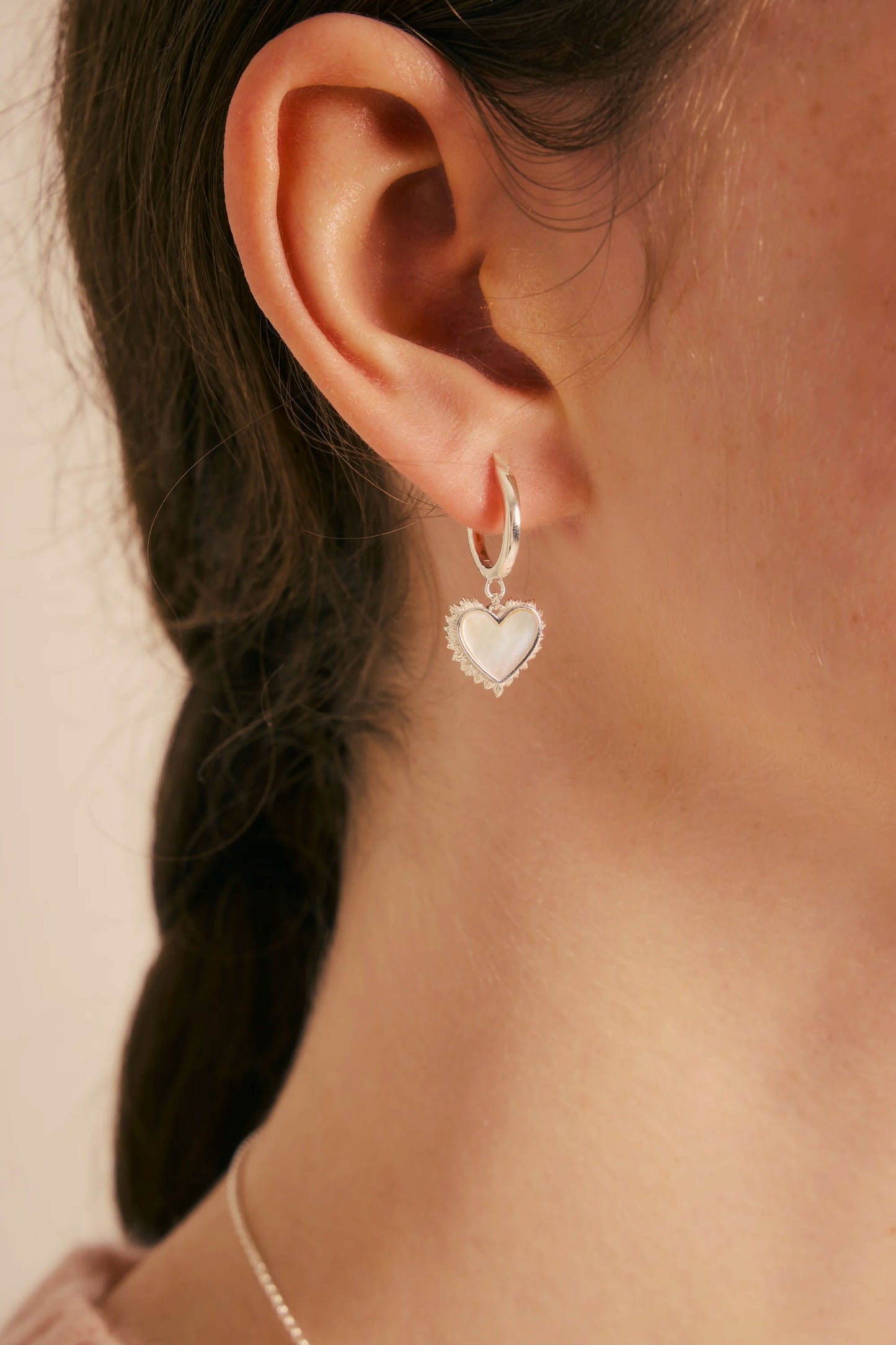 Sterling Silver Flaming Mother-of-Pearl Hoops Earrings