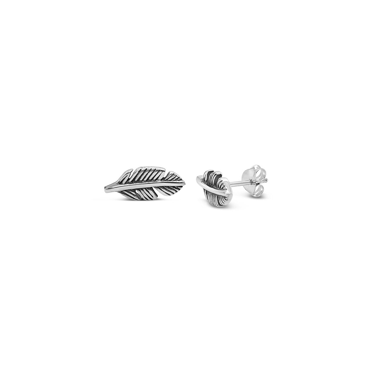 Sterling Silver Small Feather Stud Earrings