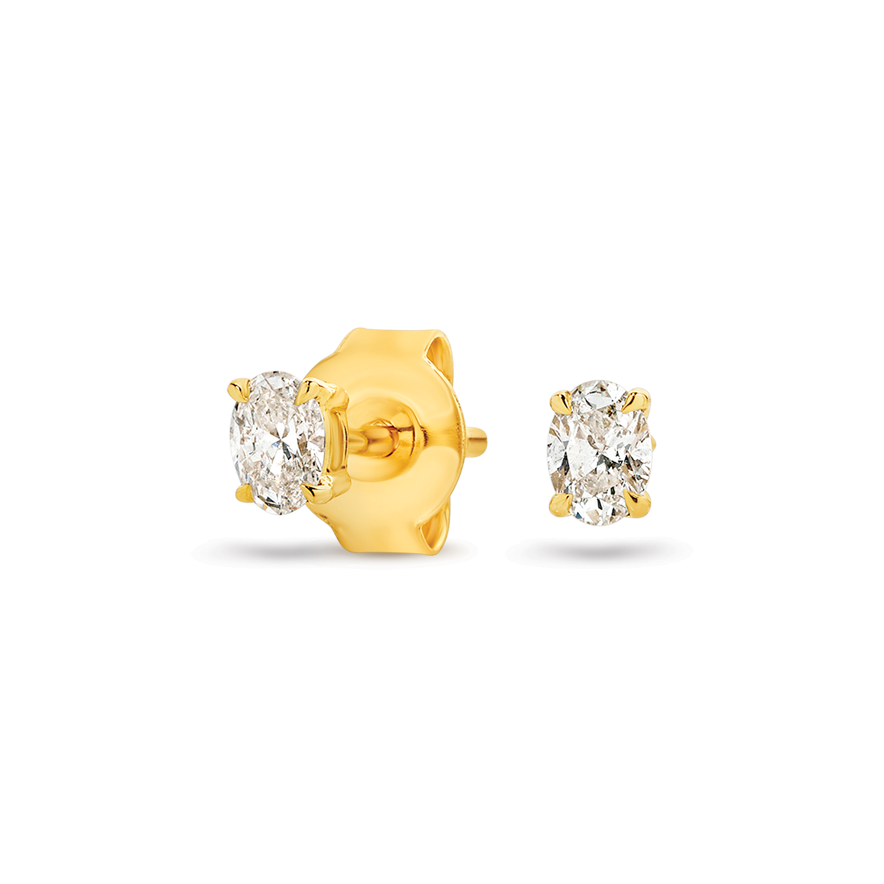 9k Yellow Gold 0.25ct Oval Diamond Stud Earrings