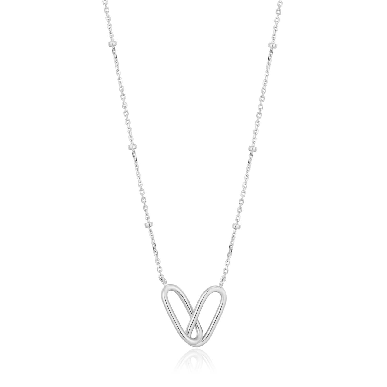 Silver Beaded Chain Link Necklace