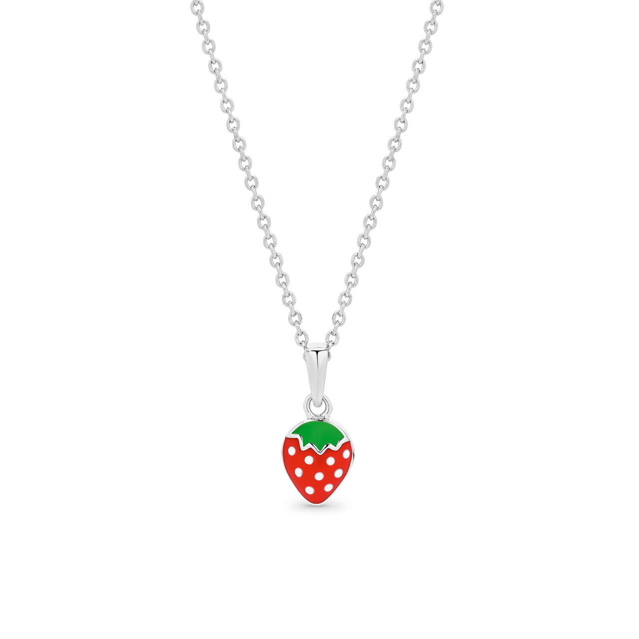 Sterling Silver Enamel Strawberry Pendant