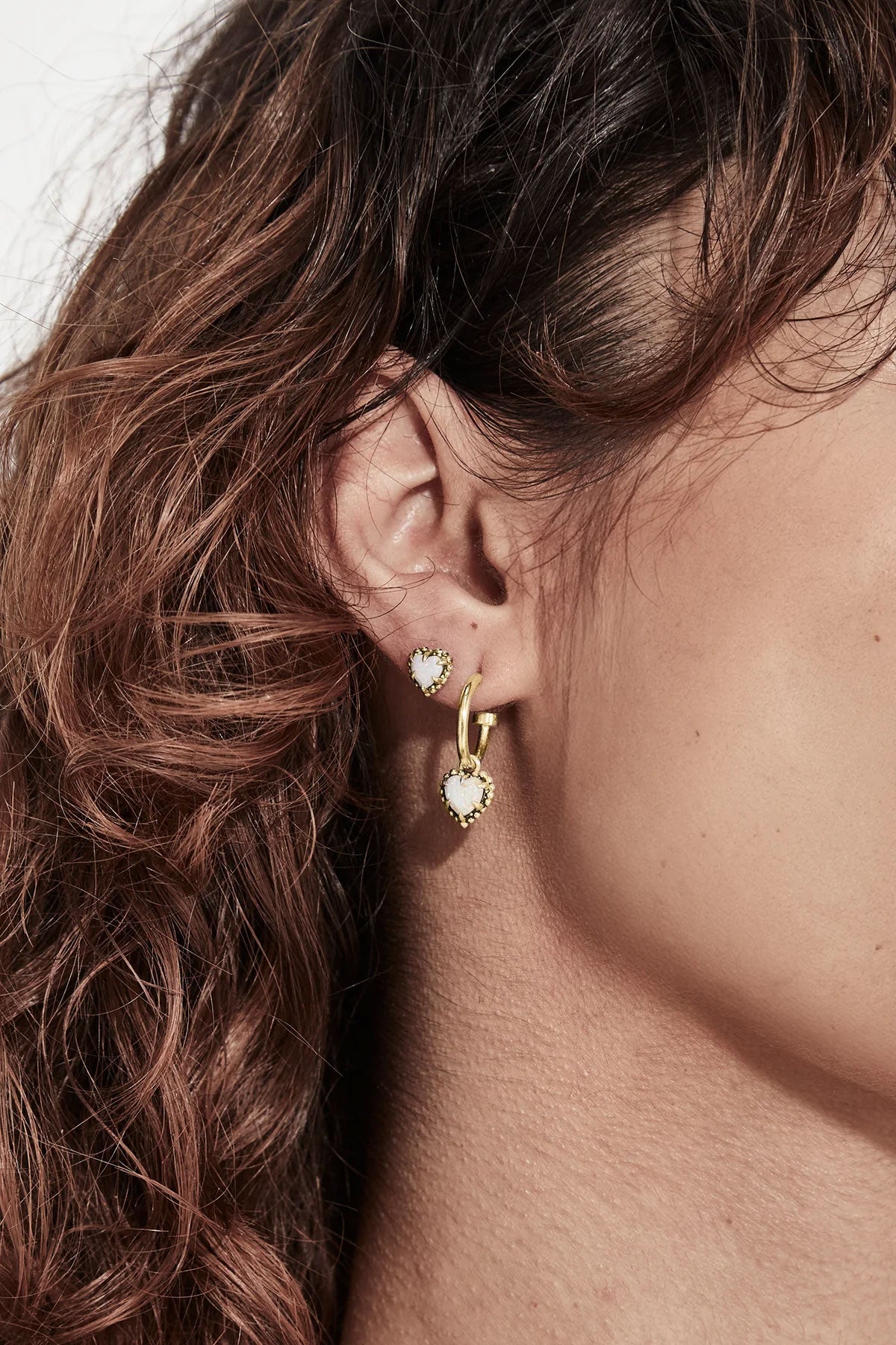 Dahlia's Heart Anchor Sleepers Bello Opal - Gold Plated