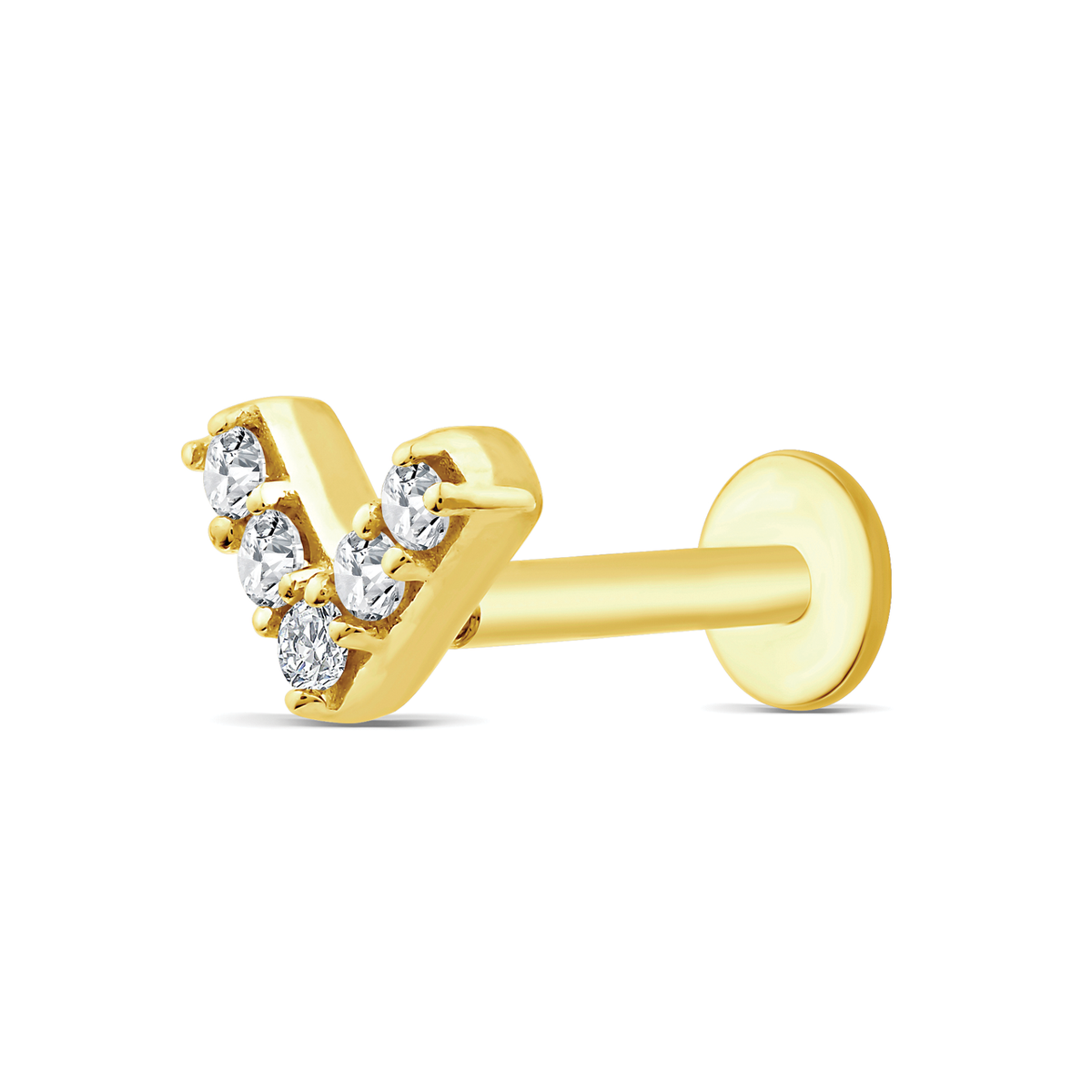 9k Yellow Gold 0.03ct V Shaped Lab Grown Diamond Single Flat Back Earring
