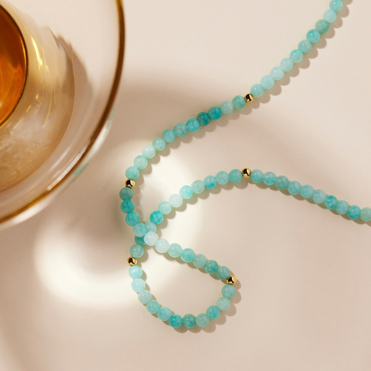 Azzurro Amazonite Necklace - Gold Plated