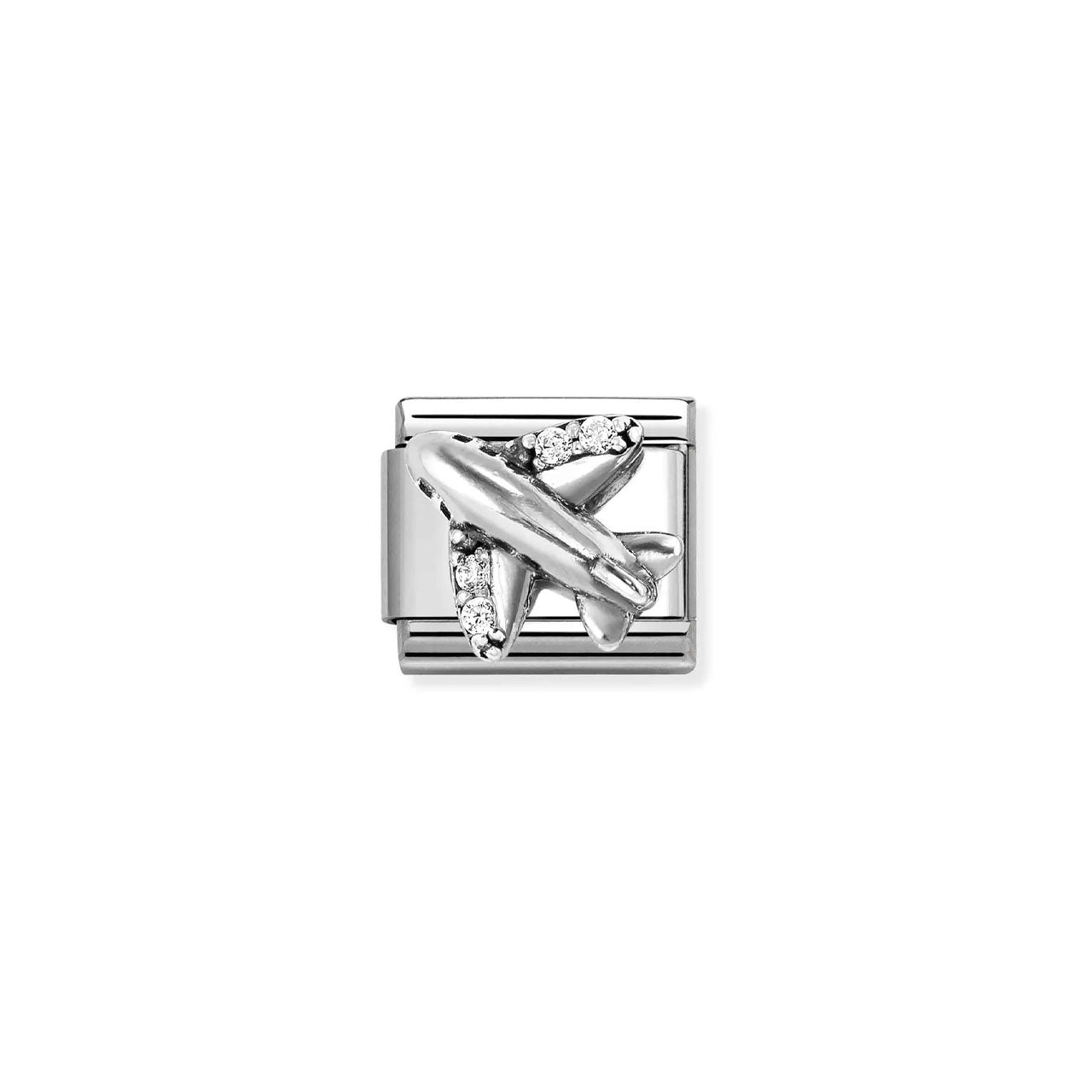Composable Classic Link 330327/19 White Aeroplane In 925 Silver & CZ