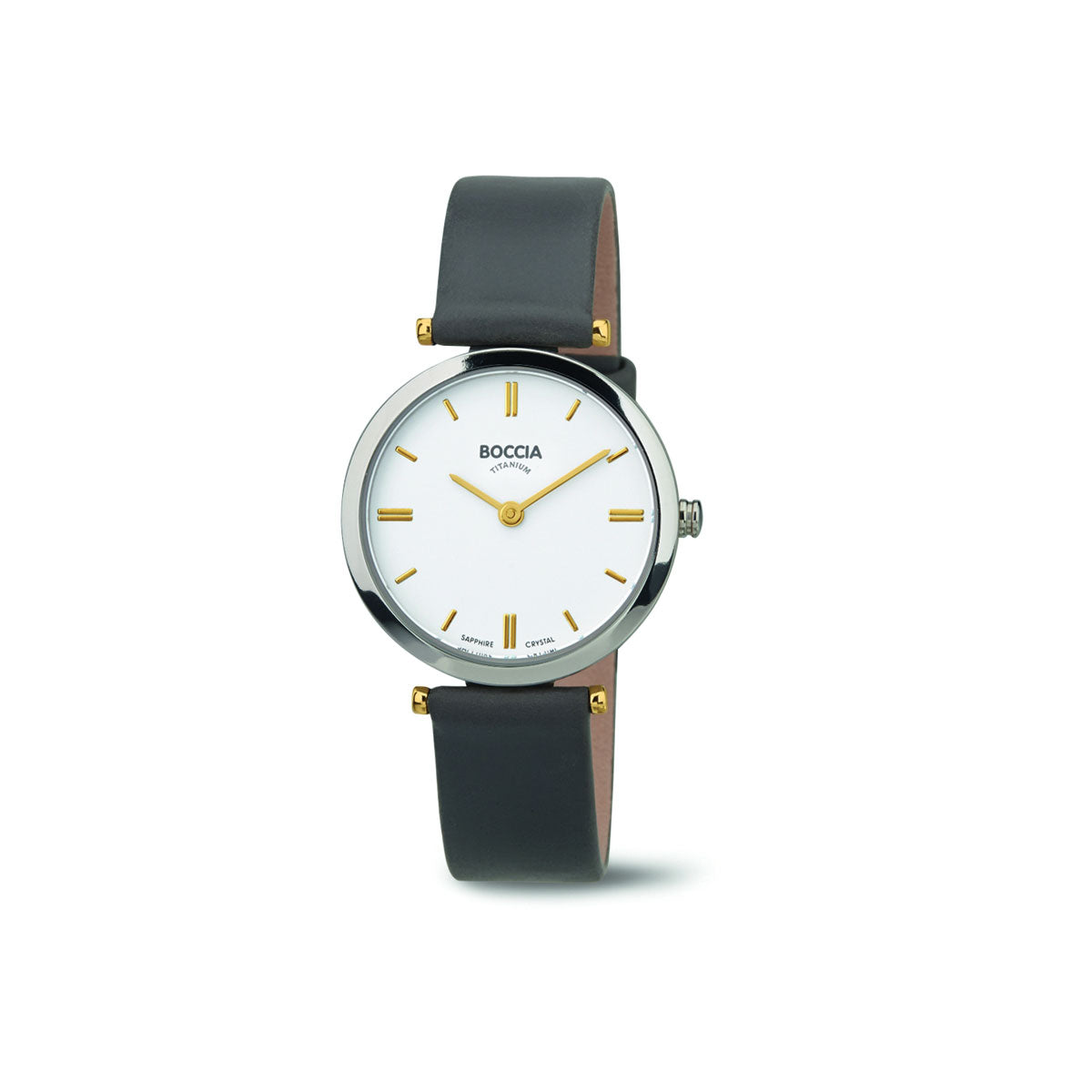 3253-03 - Ladies Titanium Watch with Grey Leather Strap