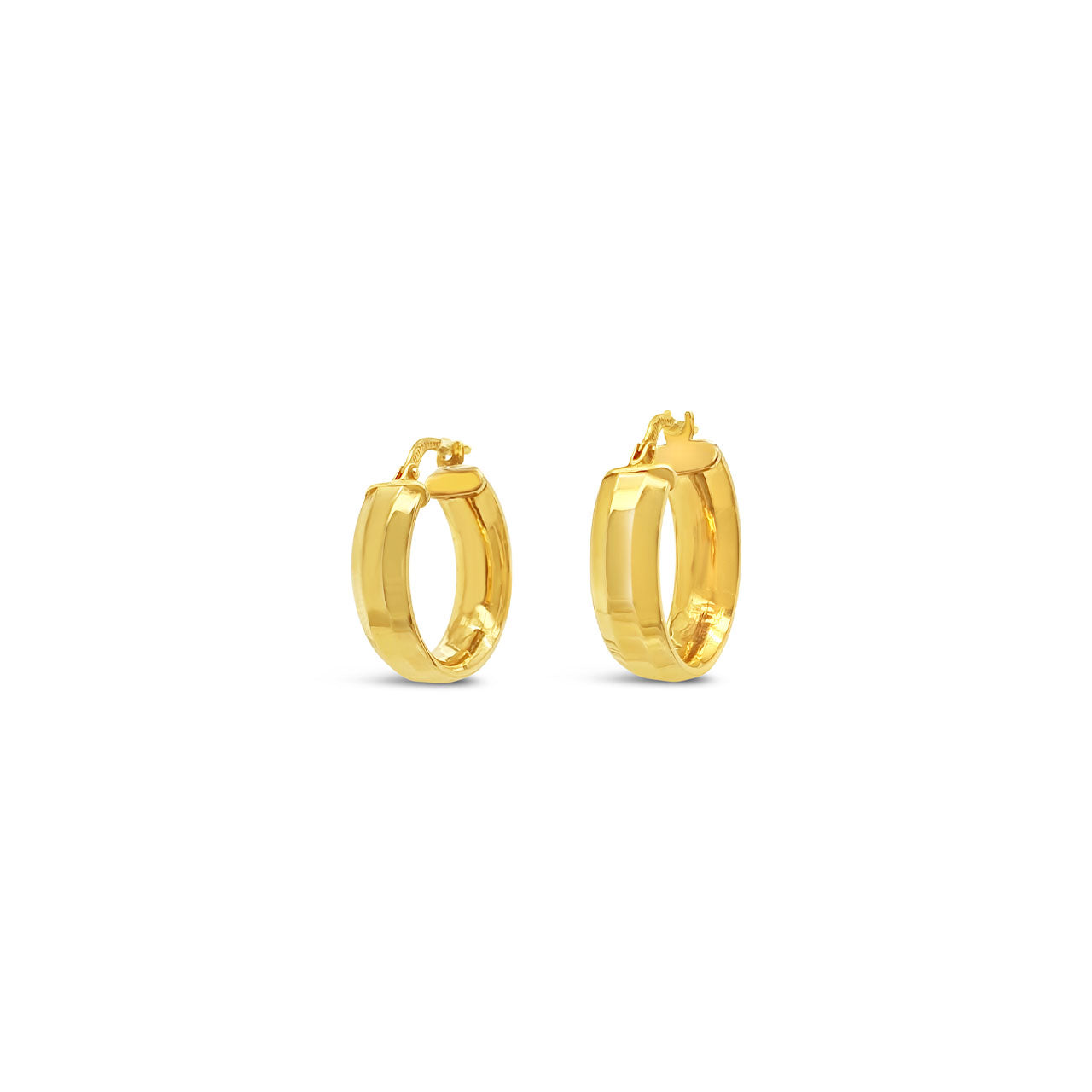 Small Wide Hoop Earrings - 9k Yellow Gold Silver Filled