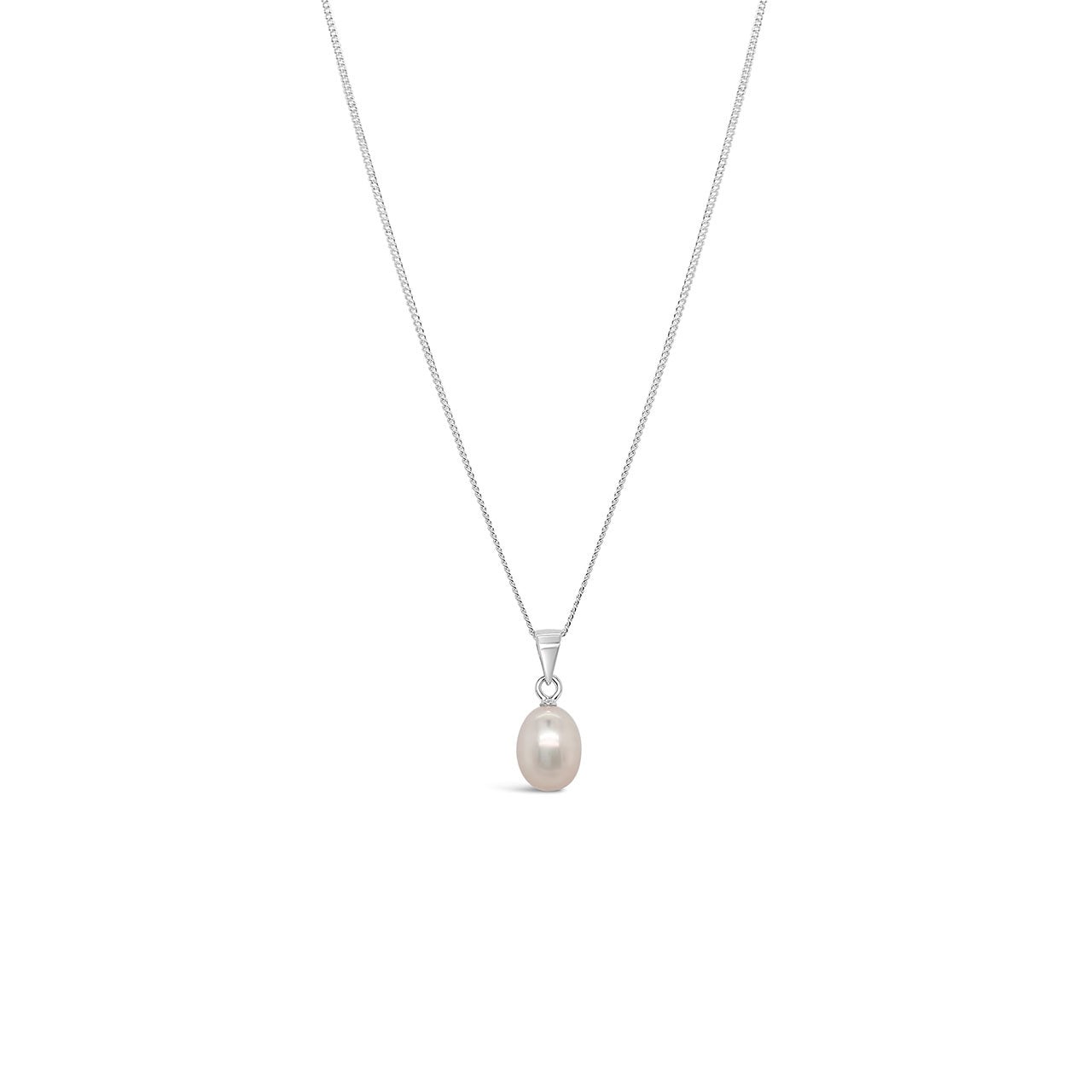 Sterling Silver 7-7.5mm Fresh Water Pearl White Pendant